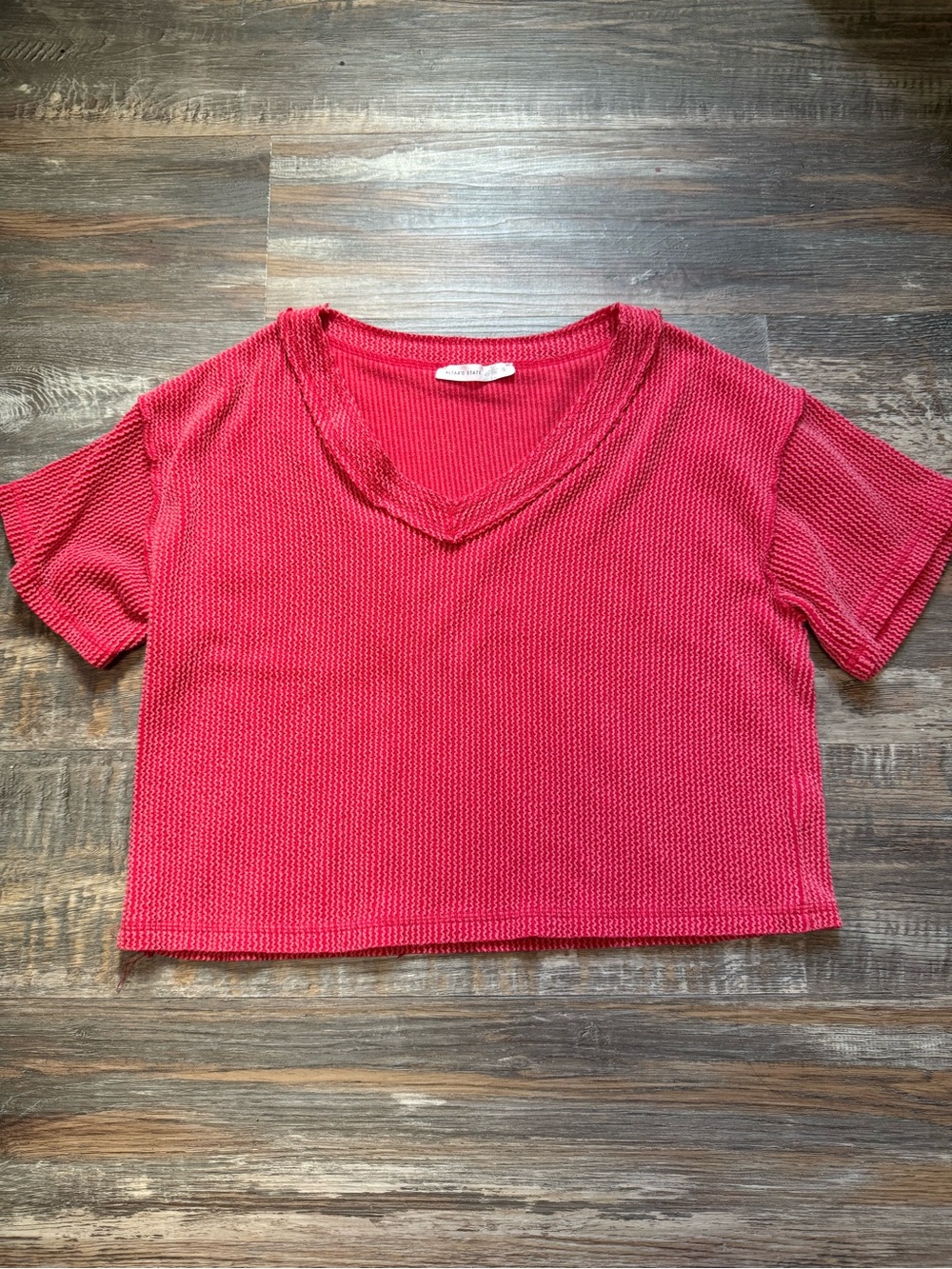Altar'd State Raspberry Knit V-Neck Cropped Top